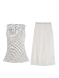 Lucerne Midnight_Guire Collar Vest / Exquisite Hot Diamond Oblique Dress White A Word Half Body Skirt