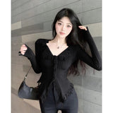 Pure Lusty Design Hairy V-Neck Sweater Women's Autumn And Winter New Slim Thin Niche Cardigan Top