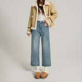 Autumn And Winter New Small Bullet Straight Jeans Women High Waist With Small Eight Nine Minutes Of Smoke Tube Grandmother Pants