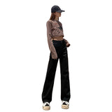 Early Autumn Straight Trousers Jeans Women's Elastic High Waist Thin Fashion Water Wash Black Smoke Tube Trousers Slim Splendlish Spandex