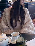 Tuscan Autumn_Warm Alpaca Sheep Heavy Hand Hook Thick Needle Big Open Shirt Denllium Coat Autumn