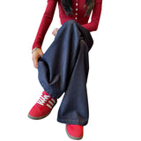 High Quality 2025 Autumn Wide-Legged Jeans Women 2025 Pear Shape Body Does Not Fade Dark Blue Straight Pants