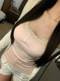 975# Early Autumn New Lace Lace Button Grinding Hair To Keep Warm Slings Fixed With Chest Mats On The Top Of The Woman