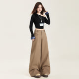 Millard Wears White Casual Pants Women's Spring And Autumn Loose Straight-Tight Tide Dragging Wide Leg Pants Snow Neil