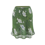Vintage Oil Painting Flower Half-Dress Girl Spring And Summer New Design High-Waist Sexy A-Word Ass Short Skirt Printed Skirt