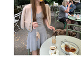 Miss Ritz_This Issue Of Lace V-Neck Sling/Sling Skirt/100-Fold Dress Dress Spring And Autumn High-End Feeling