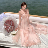 2026 Gentle Holiday Style Soft Pink Tulle Dress Fairy Airy Net Yarn Morning Dress Super Fairy