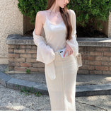 Slack Three-Piece Set Refreshing Linen Bamboo Yarn 16-Pin Stoll Precision Woven Sling Suit