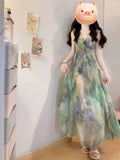 Linxia 2025 Spring And Summer New Design Feel Holiday Style Print Bohemian Fairy Dress