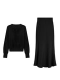 Autumn And Winter Mate Group / Tie All Clothes Tie And Fishtail Skirt Wool Knitwear Half Skirt