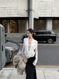 180 Kermdale + Lace Lace Splicing Two-Piece Collar T-Shirt Long-Sleeved Design Pure Desire Top