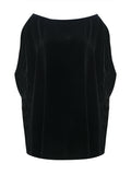 Black Iris Word Embroidered Shoulder Short Sleeve T-Shirt Korean Velvet Top Female Design Temperament