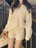 New Hong Kong Women's Weekend Climbing The Wind Slack Polo Extravagant Sheep Wool Heavy Industry Move Acupuncture Hangfang Set