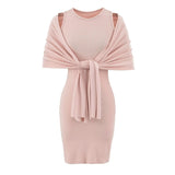 Pure Desire Sister Style High-End Temperament Suit Sleeveless Collar Vest Dress Women's Summer Shawl Dress Two Sets