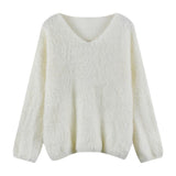 Winter New Women's Gentle Wind Temperament Knitted Sweater Soft Glutinous Wind V Collar Lazy Top Loose Water Marinade