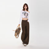 Vintage Autumn And Winter Main Push A Rich Coffee Brick Red Light Khaki Brown Trousers & Lengthen