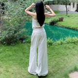 Linen Cetym | Wide Waist Can Be Folded | Relaxing Feeling Loose Broad Leg Trousers Women's