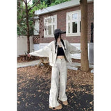 Vintage Collar Workwear Coat Girl Loose Thin Neutral Style Bag Jacket Baseball Suit Casual High School Students