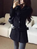 Autumn And Winter Wool Coarse Flowers Retro Waist Coat Showing Thin Hair Coat