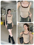 10119# Summer New Color Pseudonymic Two Sling Vests With Chest Cushions On The Back Of The Bow Hollow