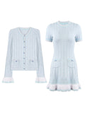 Jennie Blue Jab Gentle Hair Stitched Knitted Dress + Shirt Jacket Woman Autumn