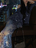 New Chinese-Style V-Necked Squint Sweater Filament Velvet Half Dress Suit Women's Autumn And Winter