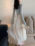 Pure Tupling Light Chinese Yarn Half Dress ~ Temperament Fairy Half-Dress Girl Spring And Summer New