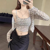 Autumn Long-Sleeved Shirt Thin Coat Two Sets Of Hottie Slimming Letters Full Of Printed Sling Vest Woman