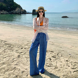 Seaside Resort Beach Wearing Casual Relaxation White Sunscreen Shirt Sexy Bikini Top Suit Tide