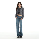 2026 High-Rise Jeans Women's Micro-Speakers New Design With A Thin Trumpet Trousers Retro Blue Trousers