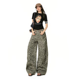 26Th Ootd!| Spring 2026 New Water Wash To Make Old Leopard Print Wide-Leg Jeans