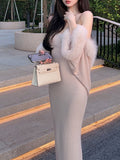 Fumbs Set Reiki Autumn Suit Beautiful Enough Hairy Shawl Chain Hanging Dress Woman