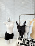 940# Spice Girls Pure Lust Wind U Collar One-Piece Vest Women Slimming Summer Bare Back One-Piece Chest Mat