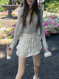 Knitting Season_Soft Sky Silk Cardigan With Two Sets Of White Knitted Cardigan Outside The Sunscreen Air Conditioning Shirt