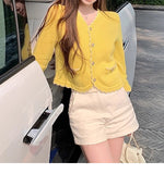 Sweet Dopamine Is A Golden Start! Spring Bright Wool Knitwear Set Yellow Cardigan