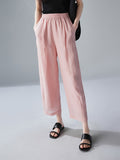 Special Counter Quality 2025 Summer New Loose Thin And High Waist Commuting 100 Tungsle Nine Casual Broad Leg Trousers Woman