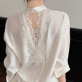 Breeze ~ Southern Pharaoh Money Loose-In-Sonn Lace Hollow Shirt Female Long Sleeve