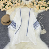 Ethnic Wind Embroidery Sunscreen Shirt Outside The Beach With Loose Coat Bohemian Tuxedo Thairy Shawl