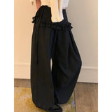 South Korea's Dongdaemun Small Design Age-Old Wood Ear Tied With Ass Curtain + Two Giose Feet Loose Broad Leg Trousers Trousers