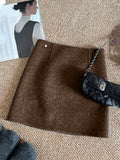 High-Grade Solid Color Hair, The Half-Dress Female Gray Short Skirt 2025 Autumn And Winter Korean Simple A-Word Bag Hip Skirt