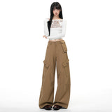 Yaxian Hottie | Trendy Design Empathic Broad Leg Pants Women's Lean Pockets Thin Leisure Trousers Length Eichun