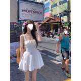 2025 Spring Day Small White Dress White Sling Dress Spring And Autumn New Waist Thin Holiday First Love Short Dress Summer