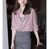 Spring And Autumn 2025 New Women's Design Sense Of Small French Shirt Temperament Collar Shirt Women's Long Sleeve Loose Top