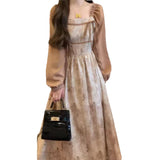 Sweet Style Retro Tea Break Flower Dress In The Early Autumn Of 2025, The New Fake Two Pieces Of Design Niche Do Not Hit
